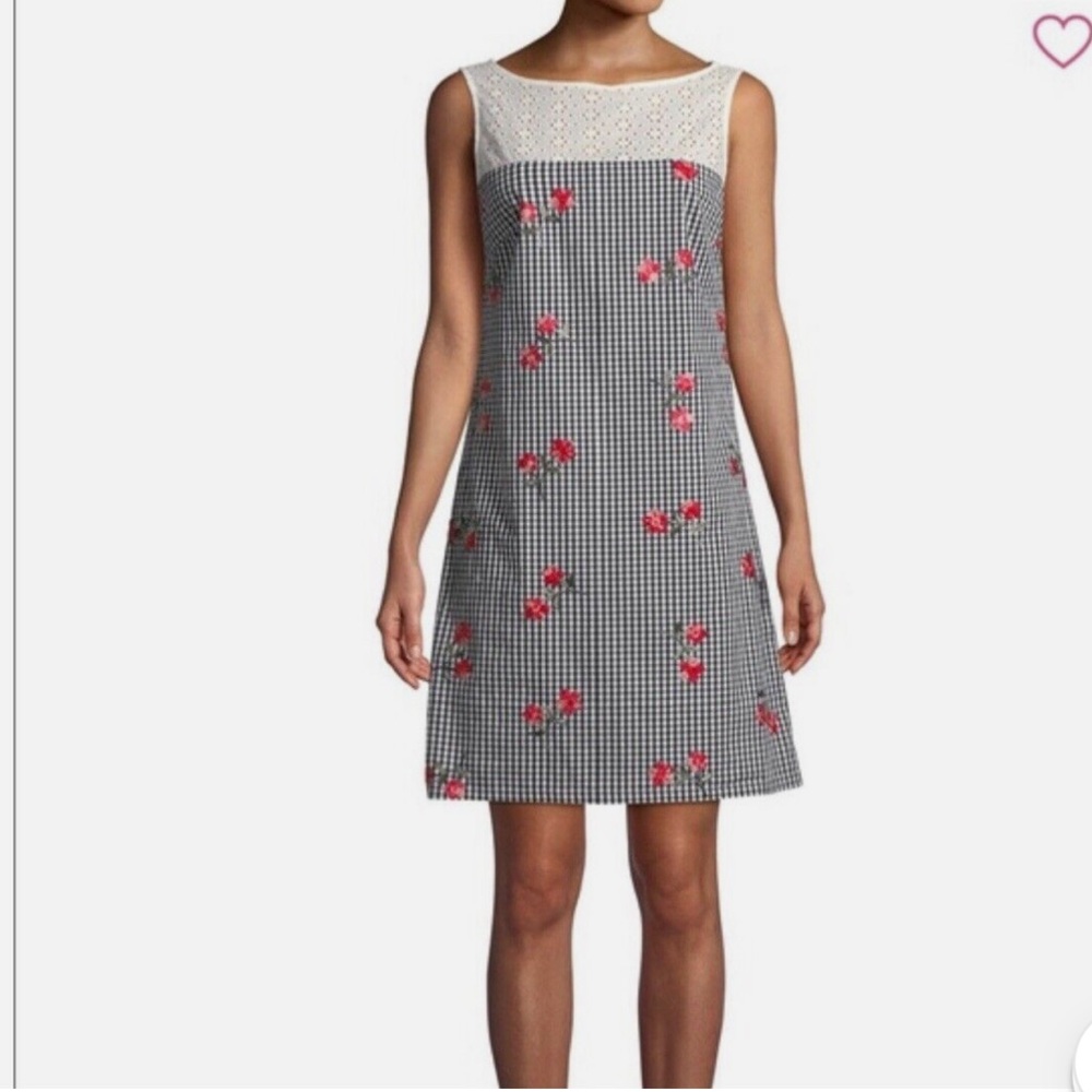 Karl Lagerfeld Floral Gingham Shift Dress - Picture 2 of 12